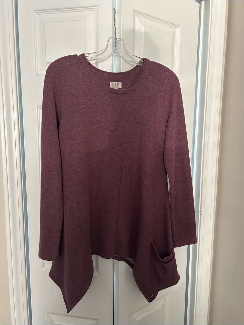 LOGO by Lori Goldstein Plum Asymmetric Pocket Tunic